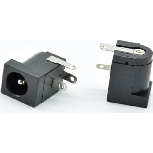 10pcs black DC-005 plug with nuts inner diameter5.5mm pin2.1mm jack power socket 5.5*2.1mm