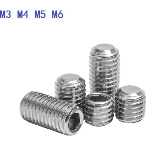 500PCS/LOT 304 Stainless steel M3x3/4/5/6/8/10/12mm Hex hexagon Socket Head Cap Screw Bolts set screws with cup point