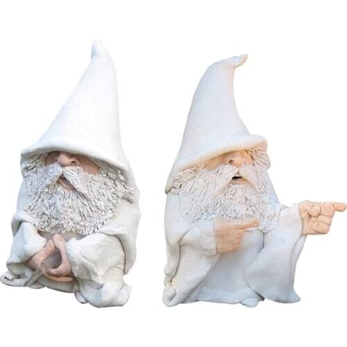 3D Eif Gnomes Fairy Figurines Sculptures Outdoor Garden Home Resin Miniature Decoration White Dwarf Statue Crafts Accessories