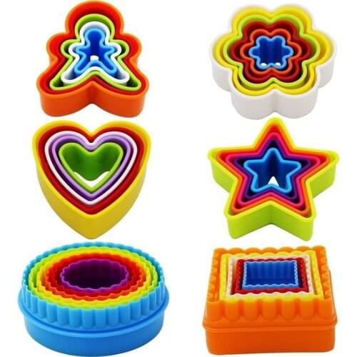 5PC Biscuit Cutter Set Multi-size Sandwich Fudge Cake Fruit and Vegetable Shape Cutter Set Christmas Tree Pastry Cookie Tool