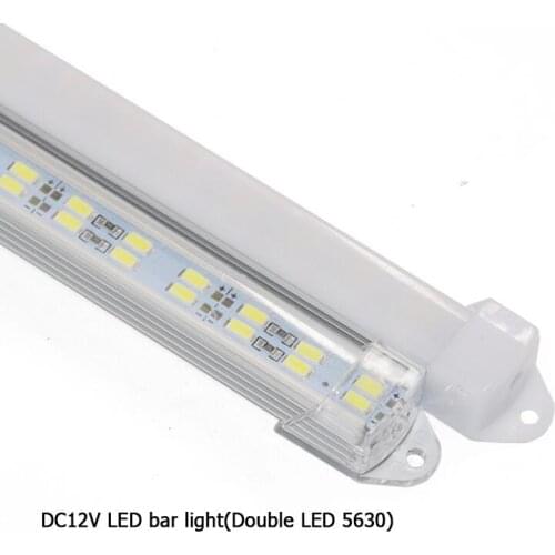 50CM DC12V double LED Bar light 5630 With PC cover 72leds Rigid light hard strip with red and black wires