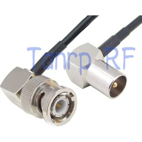 6in TV male plug to BNC male plug both right angle 90 degree RF adapter 15CM Pigtail coaxial jumper RG174 extension cord cable