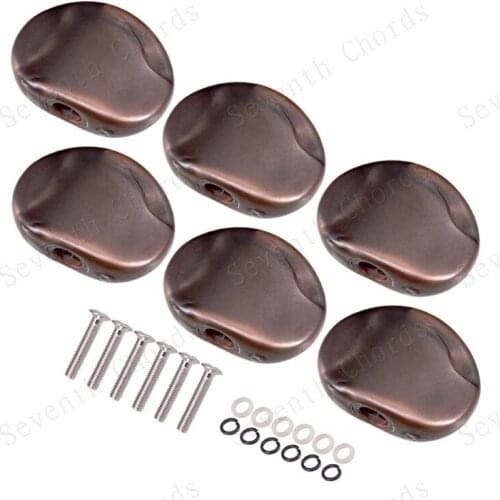 6 Pcs Amber Plastic Big Oval Guitar Tuning Pegs Tuners Machine Heads Replacement Button Knob Handle Cap