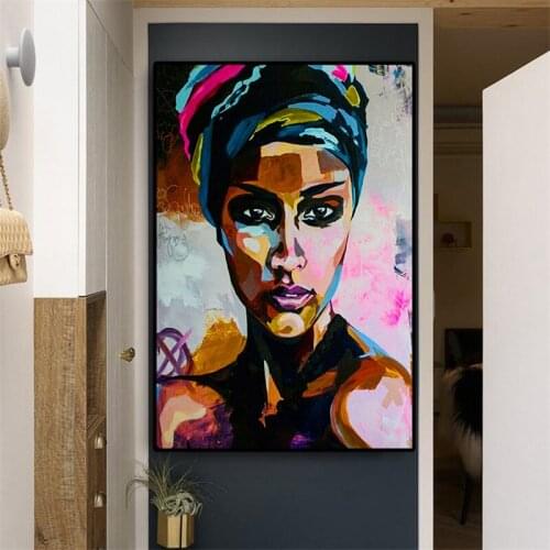 Abstract Watercolor African Women Portrait Oil Painting on Canvas Scandinavian Posters and Prints Wall Picture for Living Room