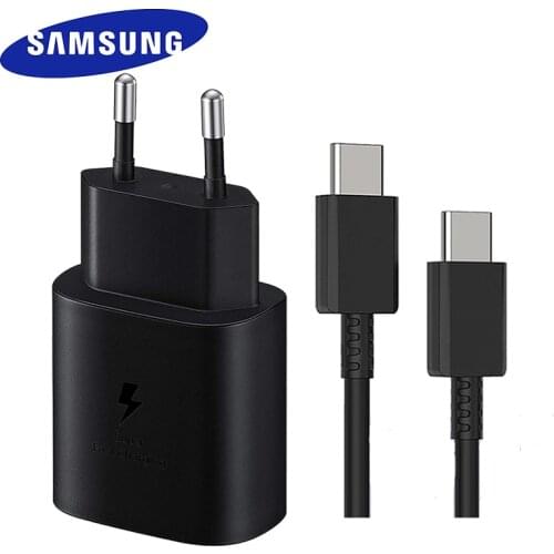Samsung Galaxy Note 10 25W Super Fast Charging Adapter PD Charger 100CM USB C To USB C Cable For S21 S20 Ultra Plus S20+ A71 A91
