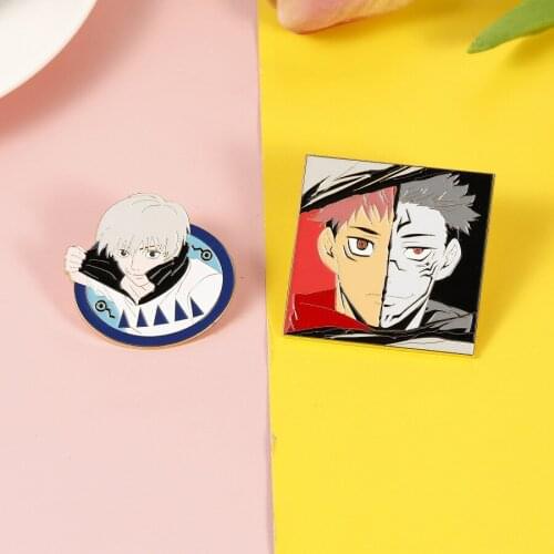 Anime Jujutsu Kaisen Brooch Inumaki Toge Gojo Satoru Pin Cartoon Cute Alloy Cosplay Badge Comicon Gift