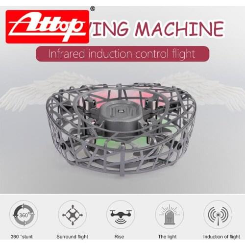 ATTOP F6 Anti-colisión de mano de vuelo de inducción infrarroja Mini Drone luces LED aviones de control inductivo para niños reg