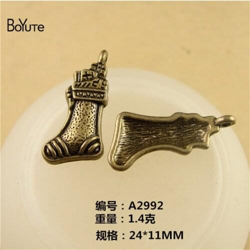 BoYuTe (100 Pieces/Lot) 24*11MM Christmas Boots Charm Pendant Antique Bronze Alloy Bracelet Necklace Jewelry Diy Accessories