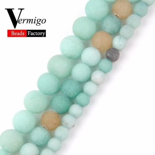 Natural Stone Beads Dull Polish Matte Green Amazonite Round Beads For Jewelry Making Diy Bracelet 6 8 10mm Pick Size 15inches