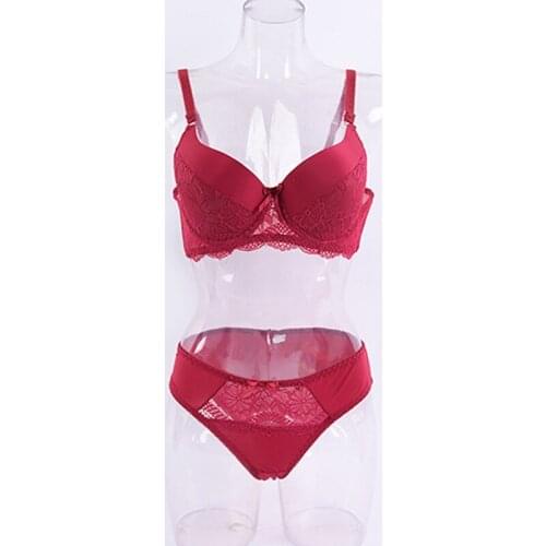 Ladies Lingerie Sets Thin Embroidery Push Up Bra Set Sexy Lace Underwear Set Floral Bras For Women Bra + Panties