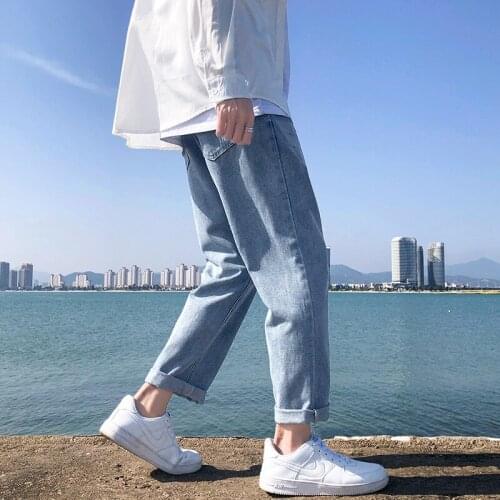 Mens Jeans Mens Straight Loose Loose Autumn Boys Korean Style Trend Street All-match Pants Mens Casual Trousers