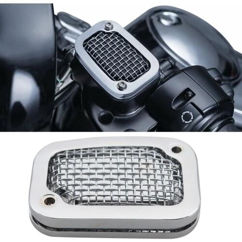 Chrome Front Brake Fluid Reservoir Cover Master Cylinder Cap Grille Grill For Harley Softail Breakout FXFB Heritage CVO Models