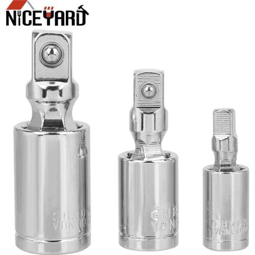 NICEYARD 1/4" 3/8" 1/2" Ratchet Wrench 360 Degree Rotary Head Socket Adapter Extension Bar Durable Universal Joint Set