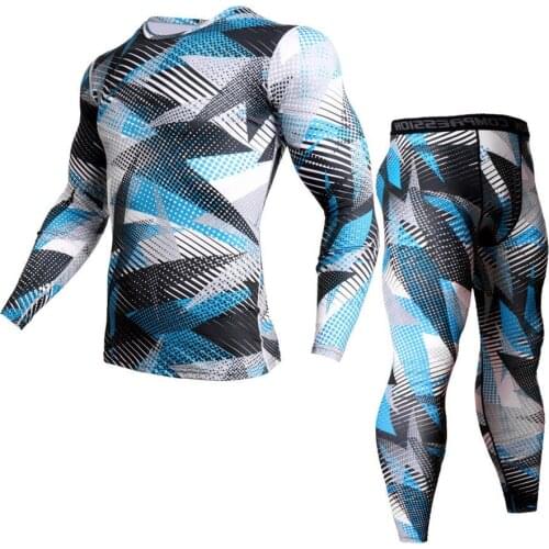 Winter Suit For Men 2 Piece Men Thermal Underwear Camouflage Tracksuit Men MMA Clothing Rashgard kit Bodybuilding T-Shirt XXXL