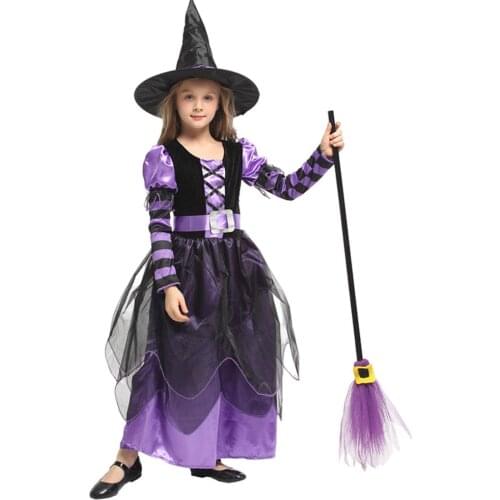 Halloween Witch Costume Girls Witch Dress Up Hat Tulle Tutu Dress Christmas Kids Evening Party Dresses Halloween Cosplay Props