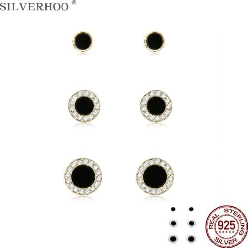 LEKANI 100% 925 Sterling Silver Earrings For Women Shining Cubic Zirconia Circle Small Stud Earrings Sets Fine Jewelry Ear Studs