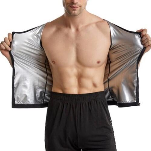 Jodimitty Hot Men Body Shaper Weight Loss Fat Burning Silver-Coated Zipper Corset Belly Slimming Waist Shape Sauna Workout Vest