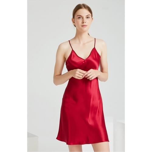 Fashion Heavy Mulberry Silk Nightgown Soft Summer Night Dress Sexy Basic Skirt