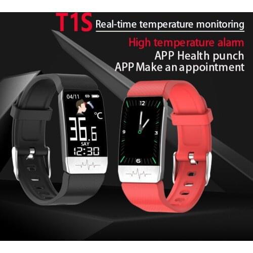 T1s MenS Smart Bracelet, Can Measure Body Temperature, Ecg, Blood Pressure, Heart Rate Monitoring, Female Exercise Pedometer