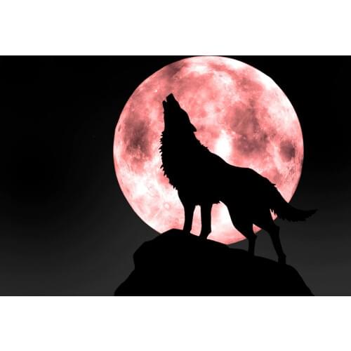 Cross-Stitch Sets Embroider Blood Moon Wolf Animal Needlework 14CT Unprinted Aida DIY Cross Stitch Kits Handmade Arts Wall Decor