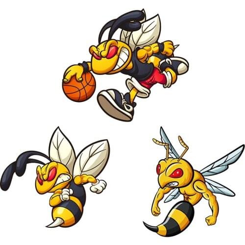 Small TownRuleMylife Angry Bees And Bees Playing Basketball Car Stickers Decal Anime Cute Car Accessories Decoration Pegatinas P