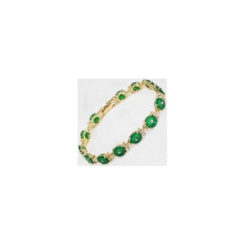 Women real Amazing beautiful green stone bracelet 7.5inch 19cm Girl Woman Quartz jewelry Lustrous opal gem silver
