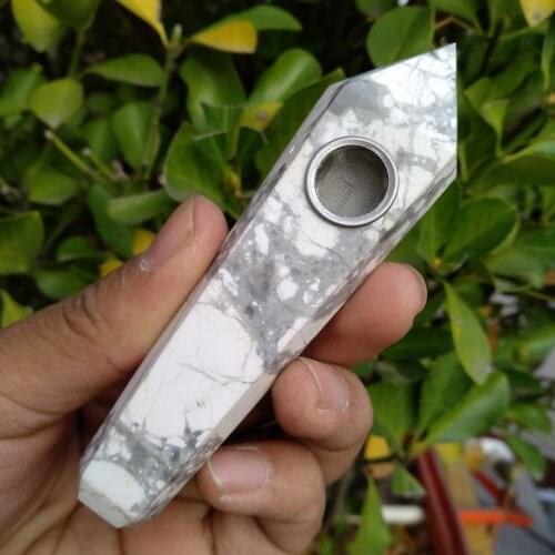 Natural white turquoise Crystal Smoking Pipe Fantasy Tobacco Rock Wand Cigarettes