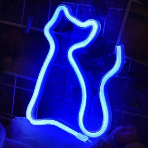 Neon Sign Latex Tube Night Light LED Cat Shape Battery Box Moon Neon Sign Atmosphere Decor For Birthday Party Home Bar Wedding