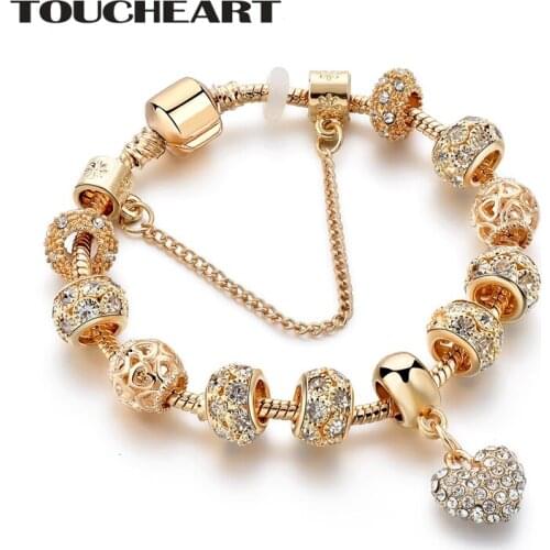 TOUCHEART New Custom Bracelet LOVE Heart Handmade Bracelet&Bangles Gold Charm For Women Snaps Jewelry Making Bracelets SBR190044