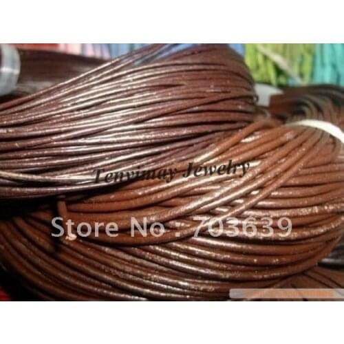 Wholesale 25m 4mm Brown Geguine Leather Necklace Cords For DIY Free Shipping
