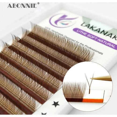 Abonnie Private Label Brown YY Eyelash Extension High Quality Y Shape 8-15mm Matte Black Individual Lashes