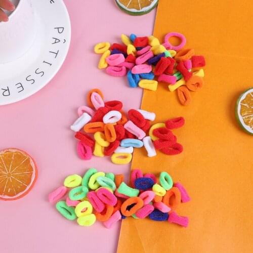100Pcs/Bag Girls Hair Scrunchies Candy Color fabric Band Hair Bands Durable Towel Rope Ring Ponytail Holder Ties