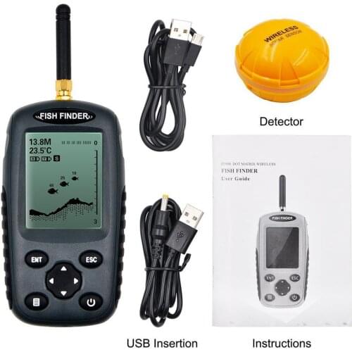 Fish Finder Rechargeable Wireless Fishfinder Sensor 125kHz Sonar Echo Sounder Accessory for Fishing Finder Portable Fish Finder