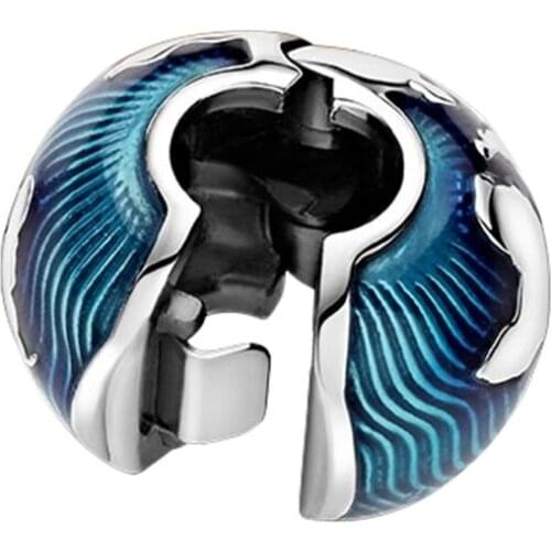 Blue Globe Clip Charm Silver 925 Beads for Jewelry Making for Men Women DIY Gift Argento Sterling 925 2021 Summer new 02C111