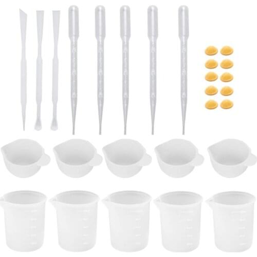 Silicone Mixing Mold Material Tool Set Spoon Finger Hood for Epoxy Casting Mold Jewelry Crafts Making Dried Flower Resin Dec