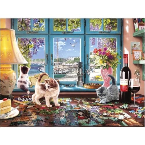 Dog & Cat 5D DIY diamond embroidery Puzzlers Desk Diamond Painting Cross Stitch Full Rhinestone Mosaic Home Decor Wall Stickers