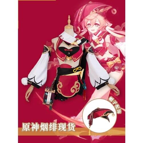 [STOCK] Anime Game Genshin Impact YanFei Battle Uniform Dress Lolita Outfit Cosplay Costume Halloween Women FreeShipping 2021New