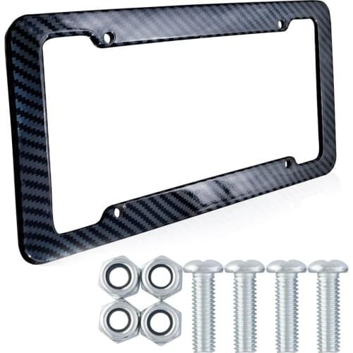 Universal 1/2pcs License Plate Frame Carbon Fiber Plastic License Plate Frame Bracket with Standard Screw Kits