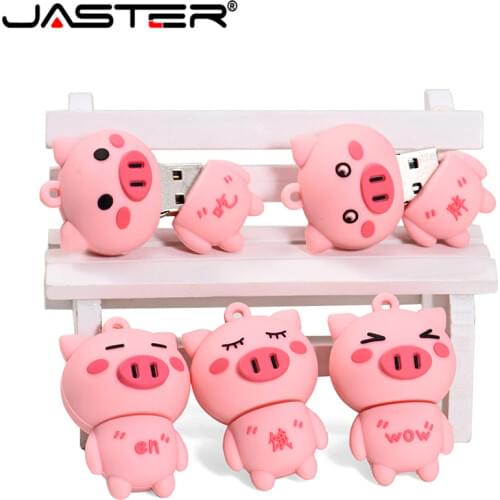 JASTER USB 2.0 New cute Little pink pig usb flash drive pendrive 4GB 16GB 32GB 64GB memory Stick Pendrives thumb drive gifts