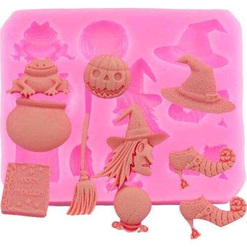 Witch Hat Shoes Magic Book Pumpkin Silicone Molds DIY Halloween Cupcake Topper Fondant Cake Decorating Tools Chocolate Moulds