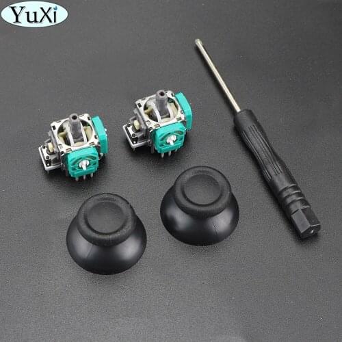 YuXi 2PCS 3D Analog Joystick Sensor Module Potentiometer For Sony Controller+2 Thumb Caps For PS4 Gamepad + screwdriver
