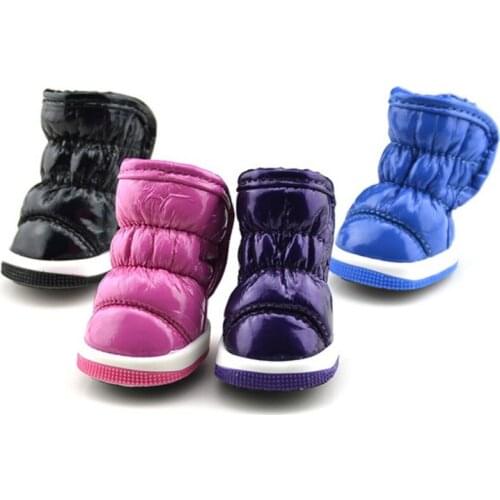 4Pcs/Set Winter Warm Dog Boots Non-slip Breathable Wear-Resistant Dog Booties With Reflective Tape For Small Medium Dogs