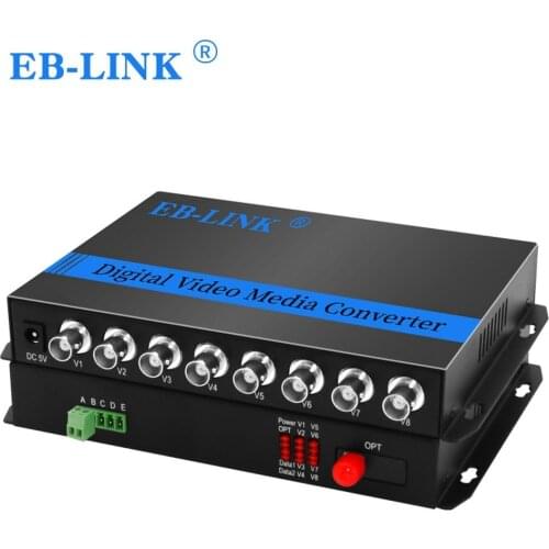 1 Pair 8 Channel Digital Video Fiber Optical Media Converters Extender with 485 Data FC Fiber Optic Up to 20Km for CCTV Security