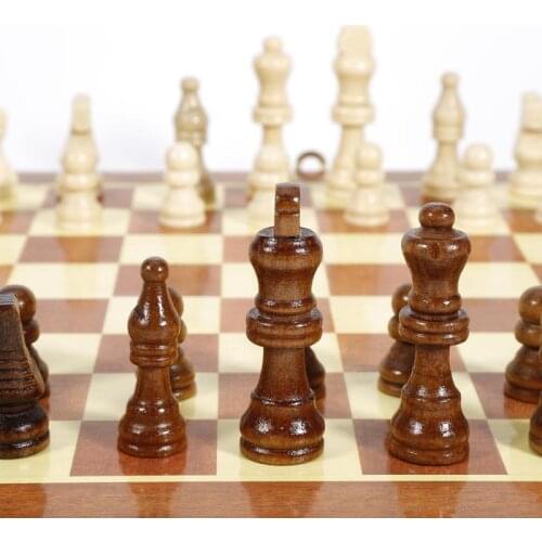 2021 New 34x34cm Wooden Foldable Chess Folding International Chess Board Game Trip Travel Puzzle Game For Child And Adult