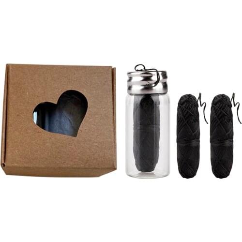 3 Rolls Biodegradable Bamboo Charcoal Dental Floss Refillable Glass Jar Oral Care Teeth Cleaning Dental Floss Toothpicks Stick