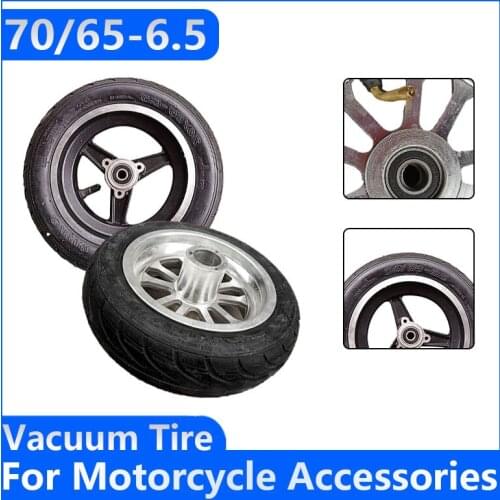 70/65-6.5 Tyres 10x3.00-6.5 Tubeless Vacuum Tires with 6.5 Inch Alloy Wheel Hub for 10 Inch Electric Scooter Front Wheels