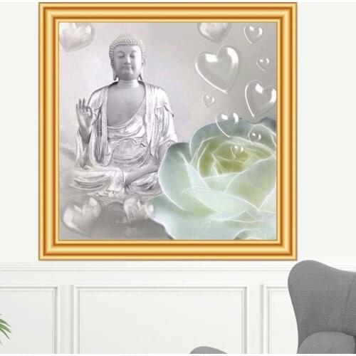 5D DIY Diamond Painting Full Square Buddha Lotus Cross Stitch Kits Picture of Rhinestones Decor Gift Embroidery Diamond Mosaic