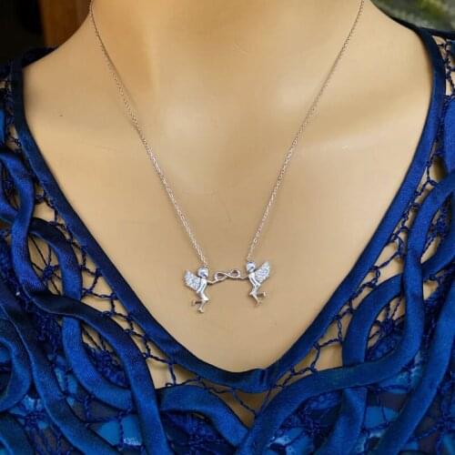 Angels 925 Sterling Silver Necklace Women Girls Gift Jewelry Accessories Fashion Handmade Elegant Chain