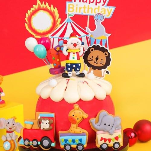 Circus Cake Decorating Tools 1st Happy Birthday Cake Topper Kids Clown Ferris Wheel Cupcake Toppers Baby Shower Party Supplies
