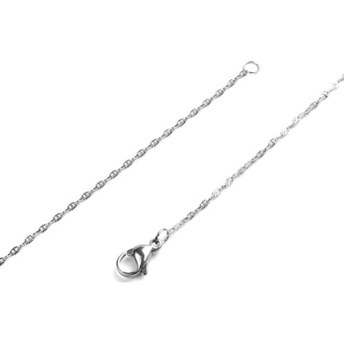 DoreenBeads 304 Stainless Steel Paperclip Chains Textured Chain Necklace Silver Color For Men Women Accessories 50cm long, 1 PC